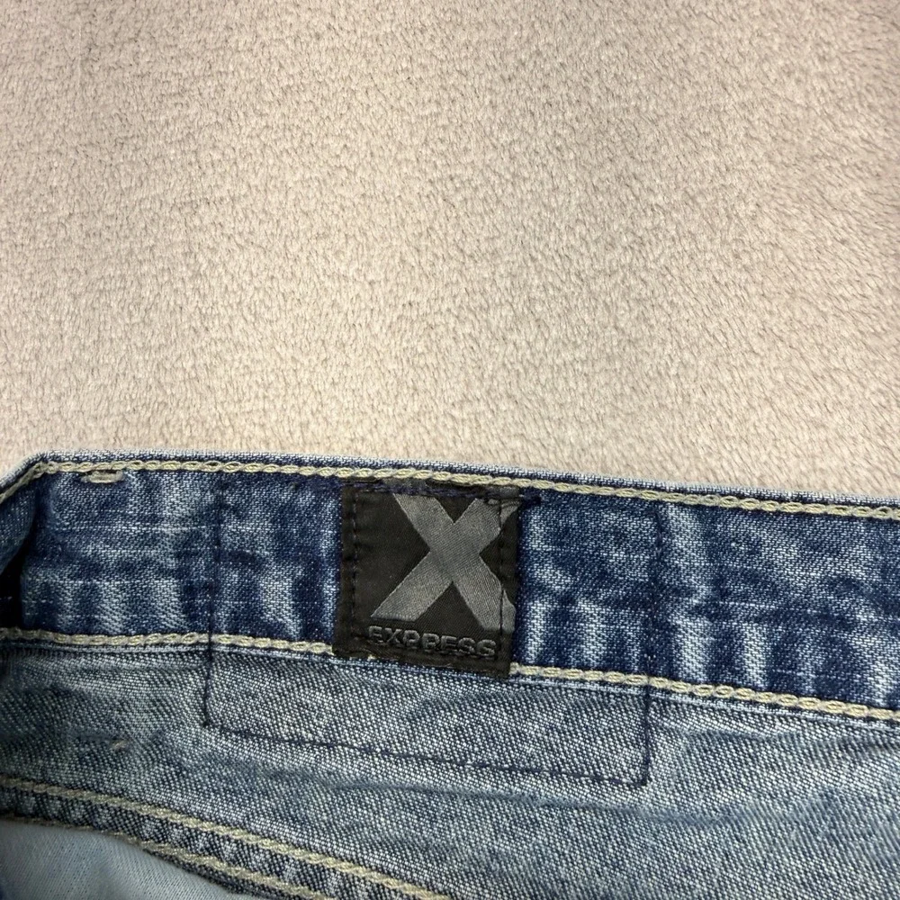 VTG Express Jeans Mens 33x32 Blue Loose Boot Fit Medium Wash Denim Baggy Y2K